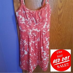 🔴Cream & coral floral print dress sz 8